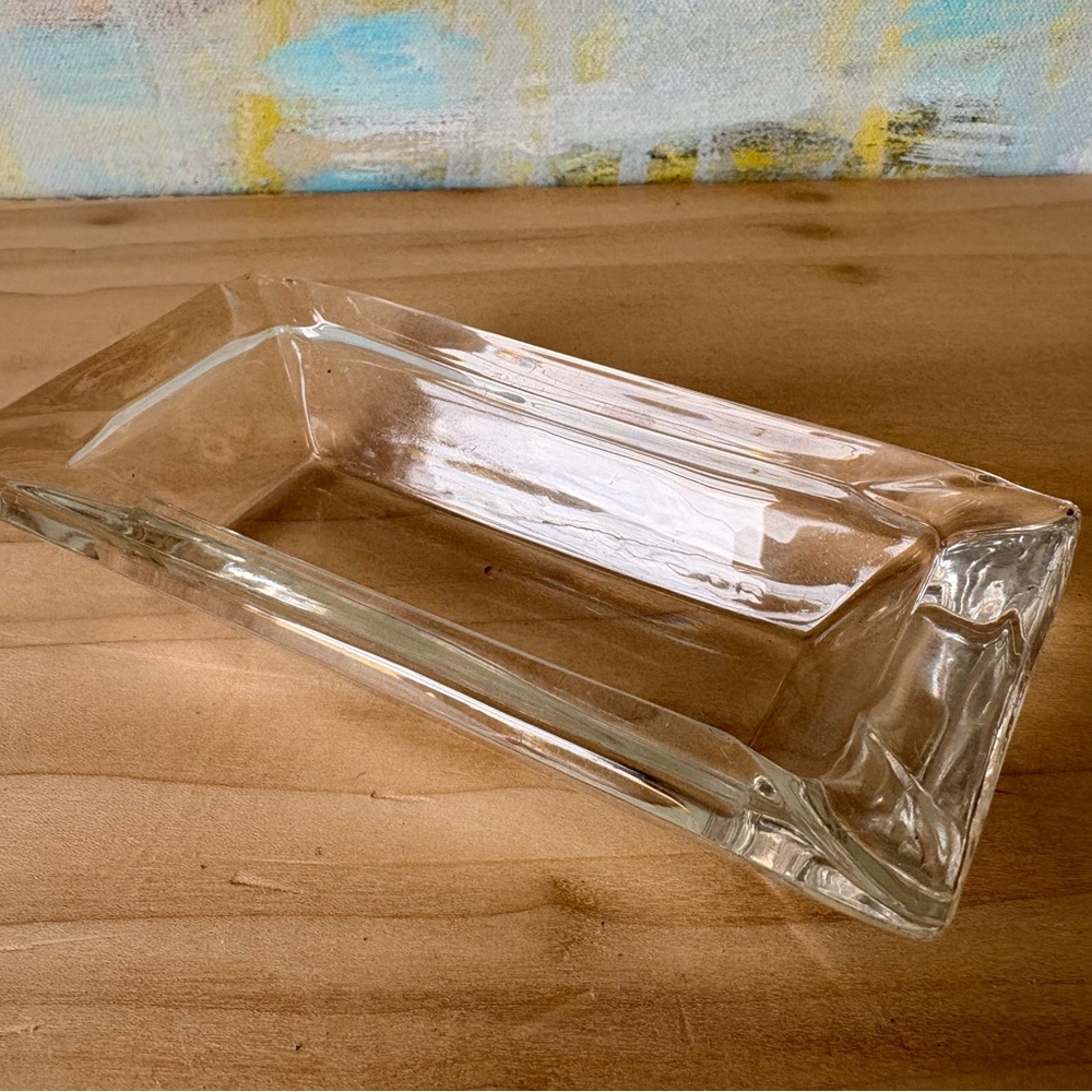 Vintage Clear Glass Vanity Trinket Tray